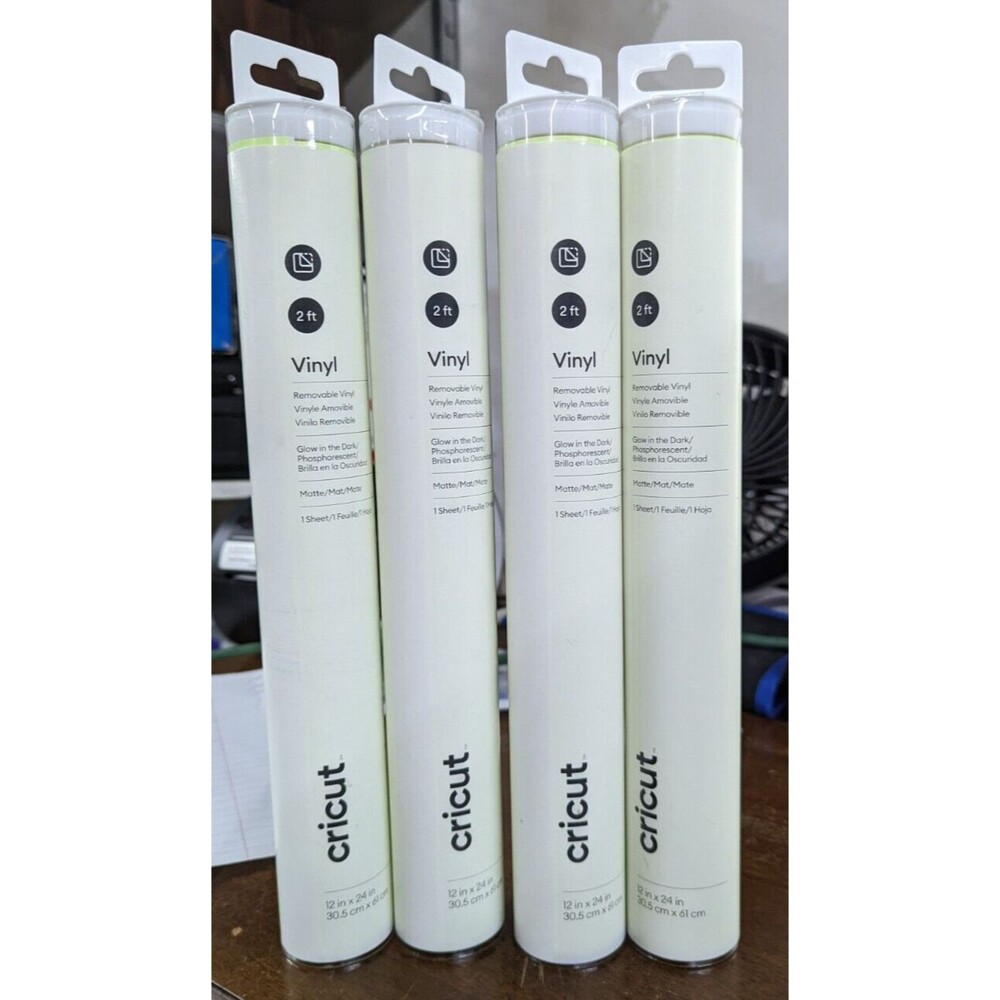 (4 Set) Cricut Removable Vinyl Glow in The Dark 12"X24" Matte 2ft